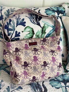 bungalow 360 Purple Octopus Canvas Tote Bag with Lavender Accents
